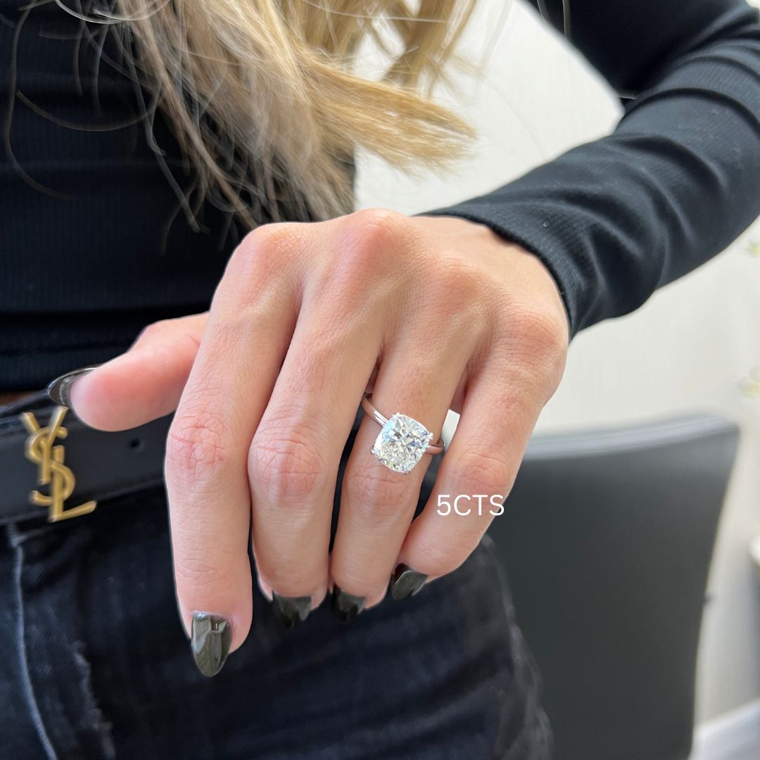 Lab-Grown Cushion-Cut Diamond Solitaire Engagement Ring