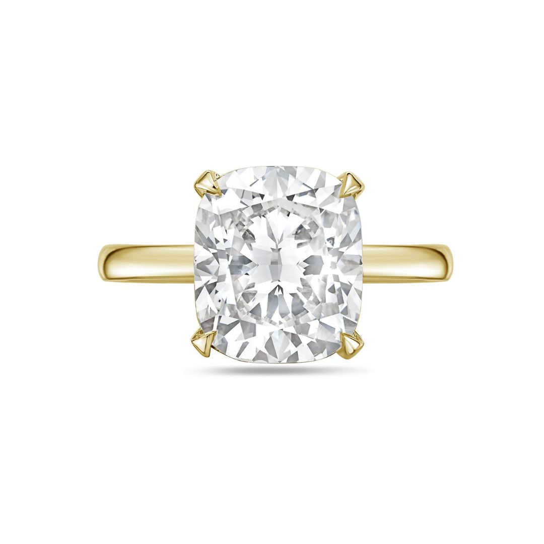Lab-Grown Cushion-Cut Diamond Solitaire Engagement Ring, 14K Gold