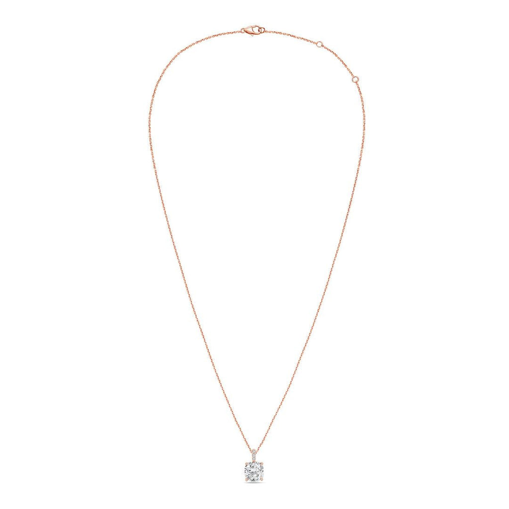 Lab-Grown Cushion Diamond Pendant with Diamond Bail