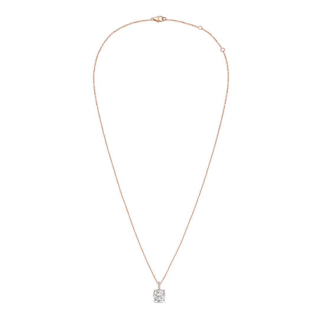 Lab-Grown Cushion Diamond Pendant with Diamond Bail