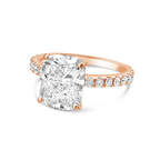 Lab-Grown Cushion Cut Diamond Pavé Engagement Ring, 18K Gold