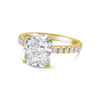 Lab-Grown Cushion Cut Diamond Pavé Engagement Ring, 18K Gold