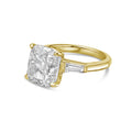 Lab-Grown Cushion Diamond Ring with Baguettes