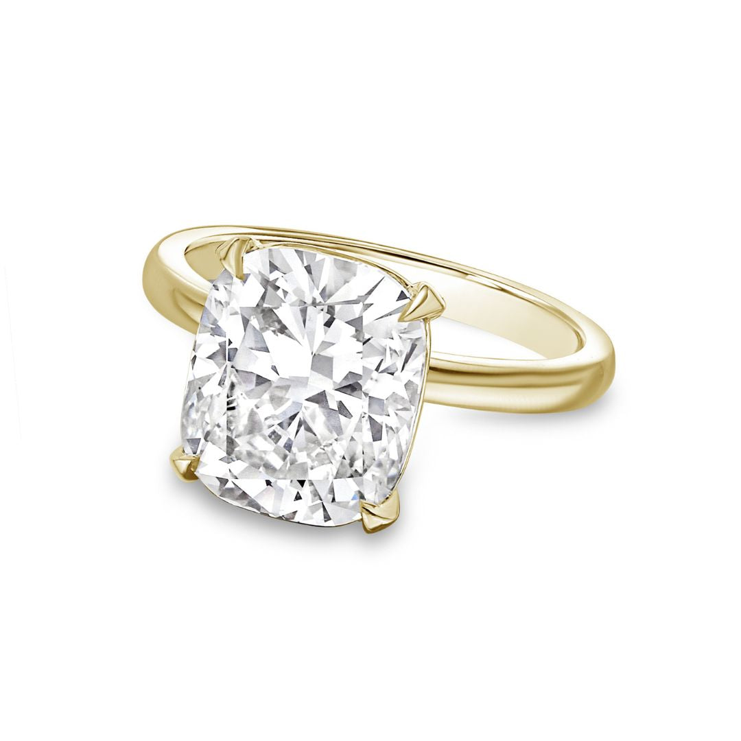 Lab-Grown Cushion-Cut Diamond Solitaire Engagement Ring, 14K Gold