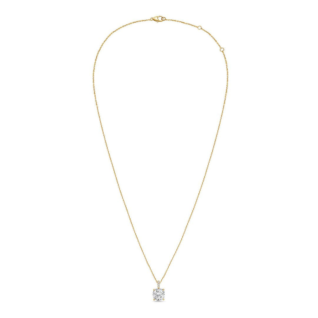Lab-Grown Cushion Diamond Pendant with Diamond Bail