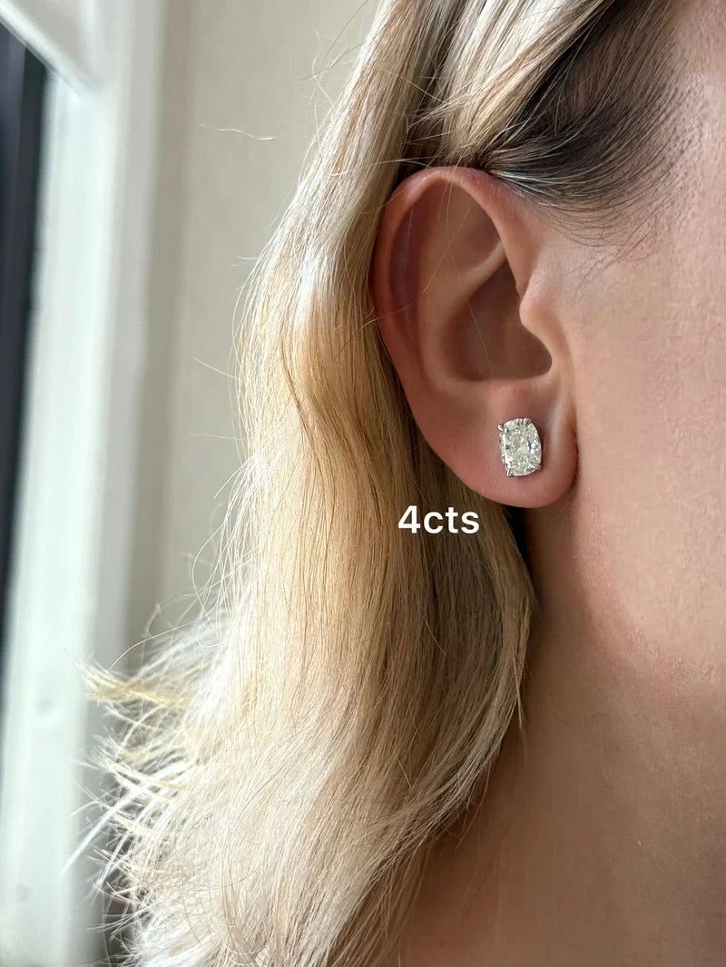 Lab Grown 4 Prong Cushion Diamond Stud