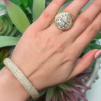 18kt Yellow Gold Pear-Shaped White Diamond Pave Ring