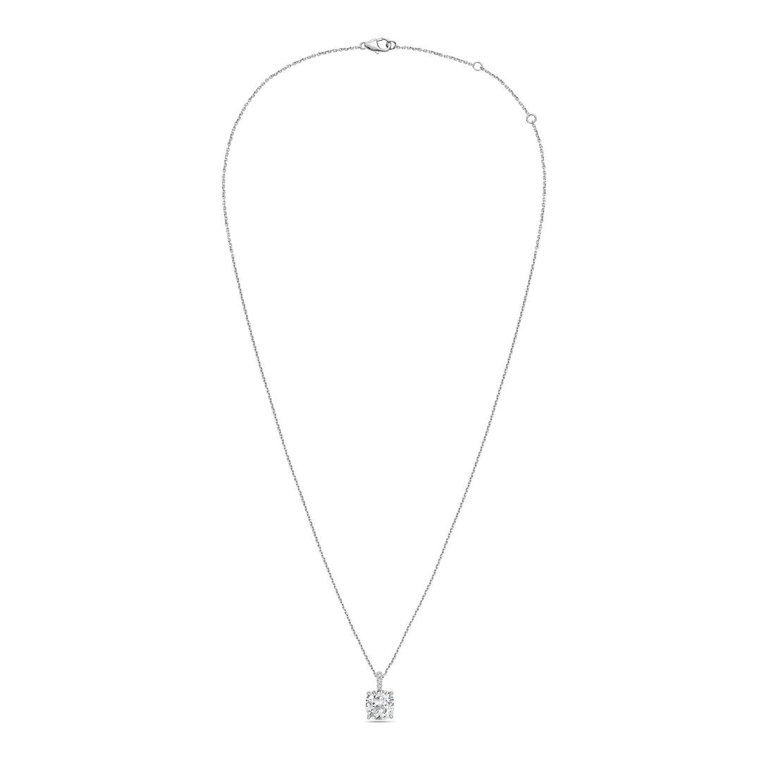 Lab-Grown Cushion Diamond Pendant with Diamond Bail, 14K Gold