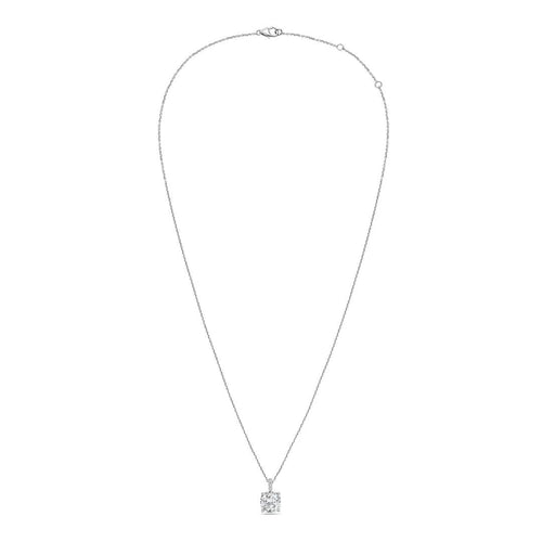 Lab-Grown Cushion Diamond Pendant with Diamond Bail, 14K Gold