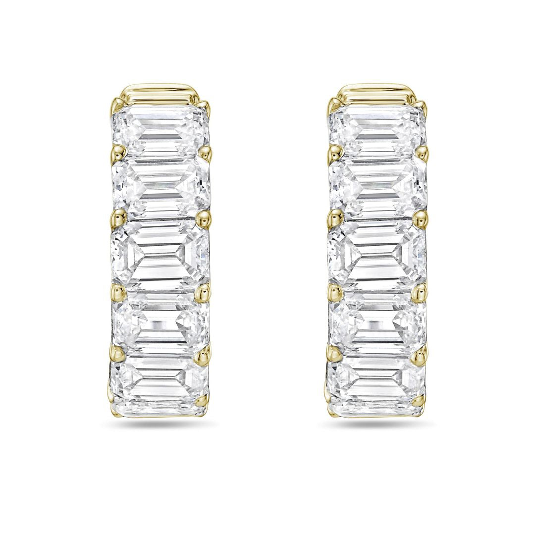 Lab Grown Emerald Diamond Hoop Earrings - 0.75"
