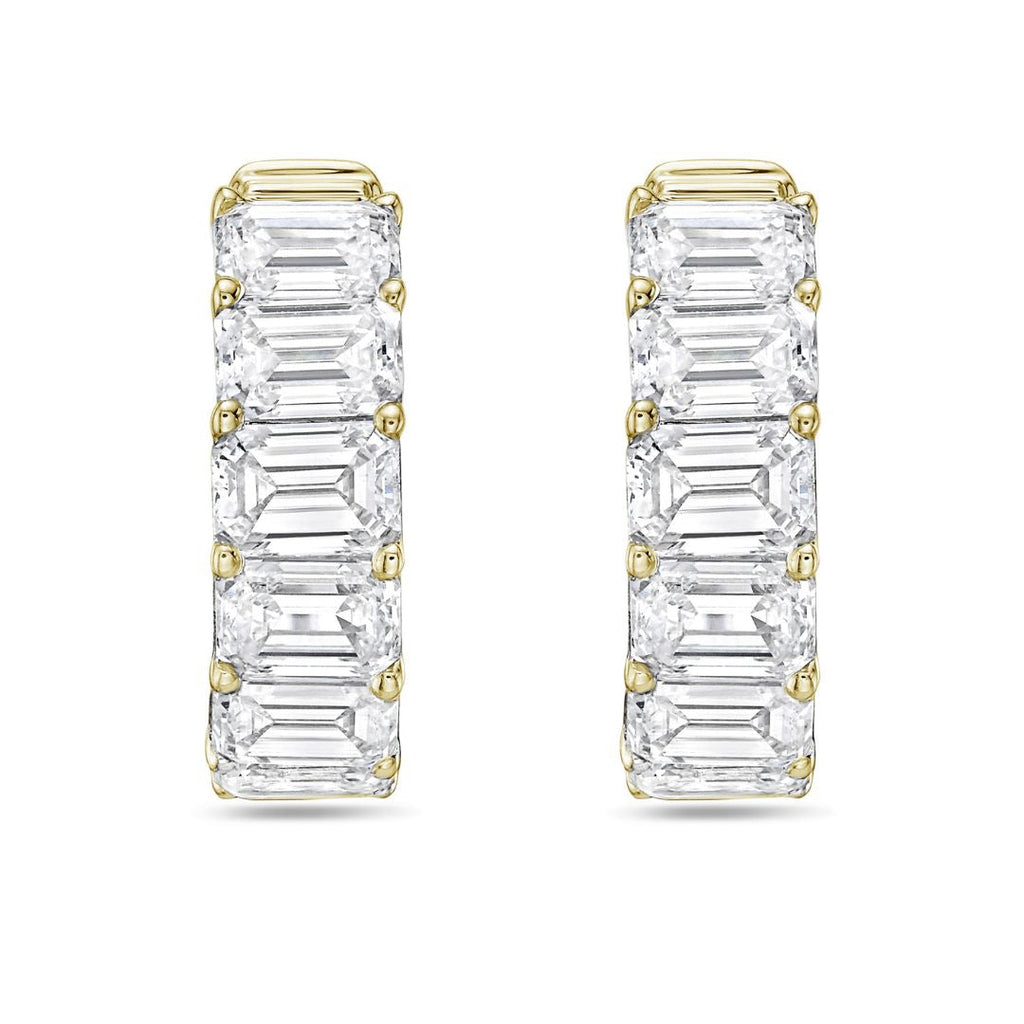 Lab Grown Emerald Diamond Hoop Earrings - 0.75"