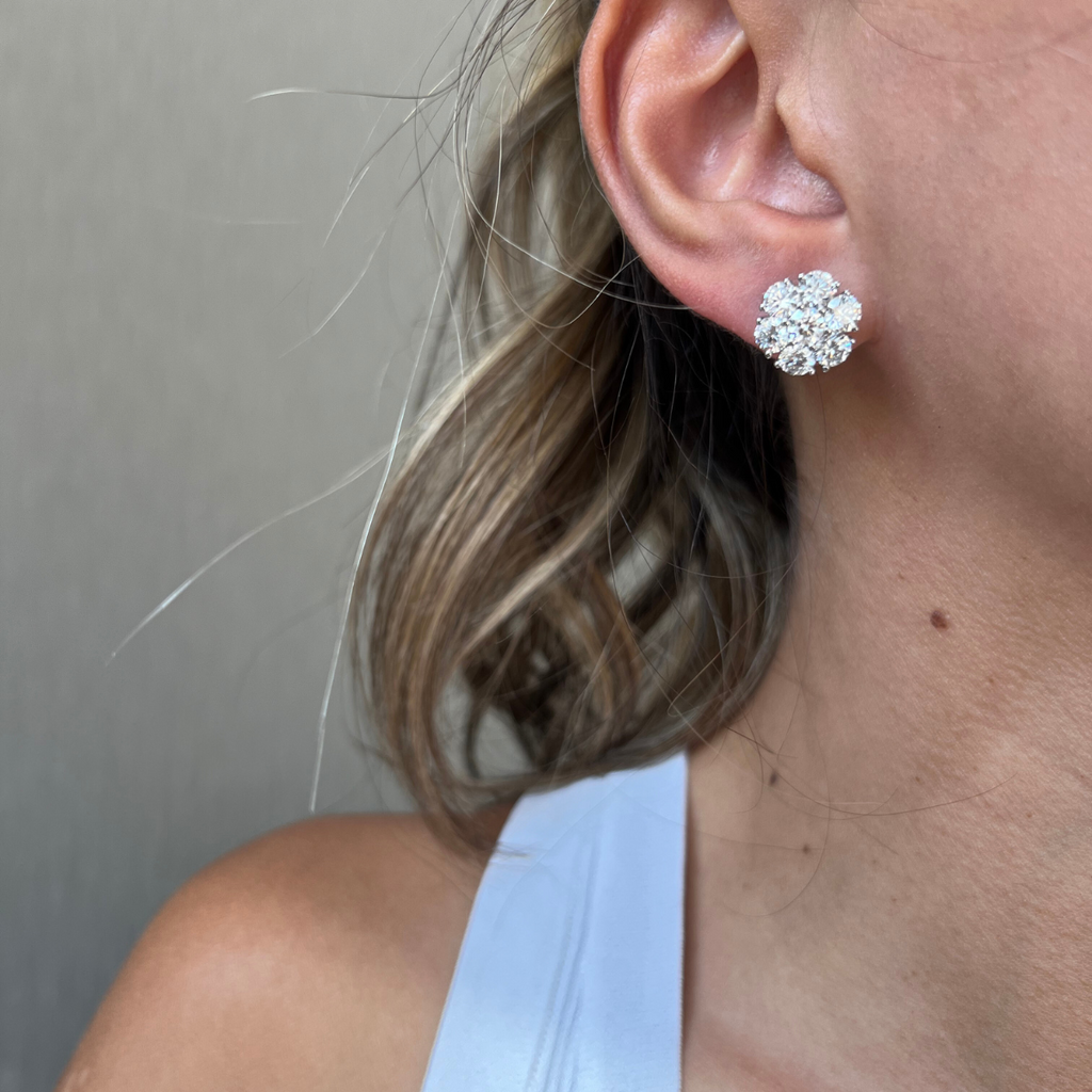 Lab-Grown Flower Cluster Studs, 14K Gold