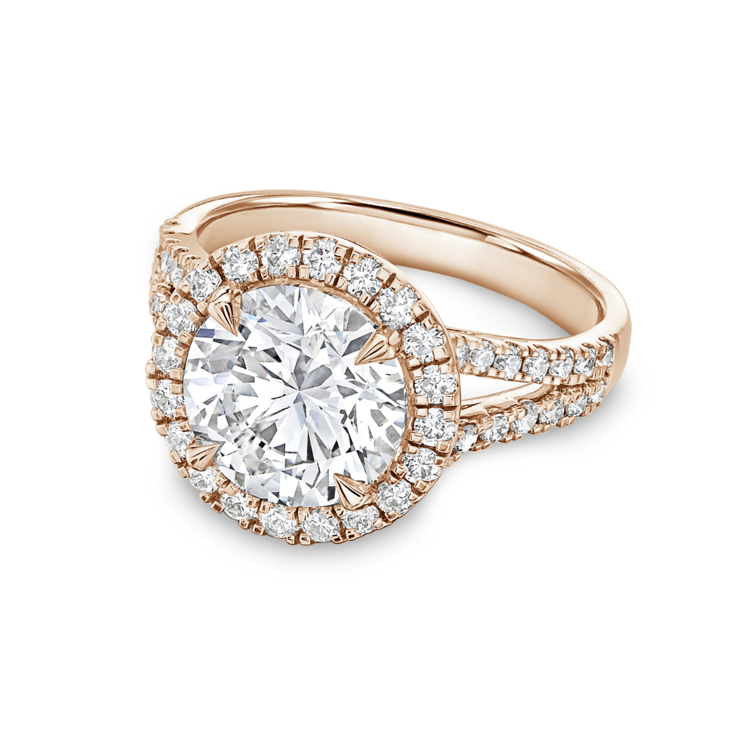 Lab-Grown Round Halo Diamond Engagement Ring