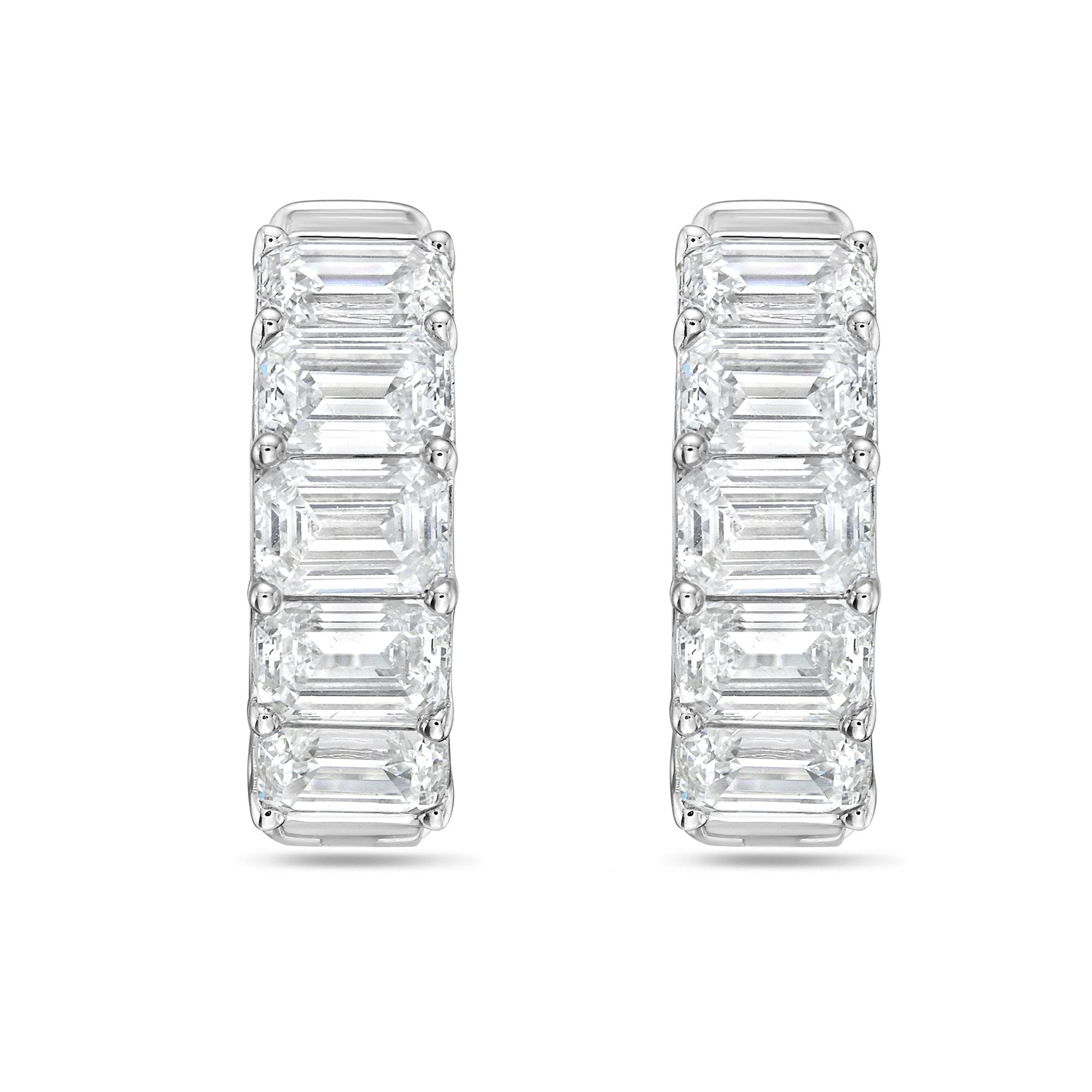 Lab Grown Emerald Diamond Hoop Earrings - 0.50"