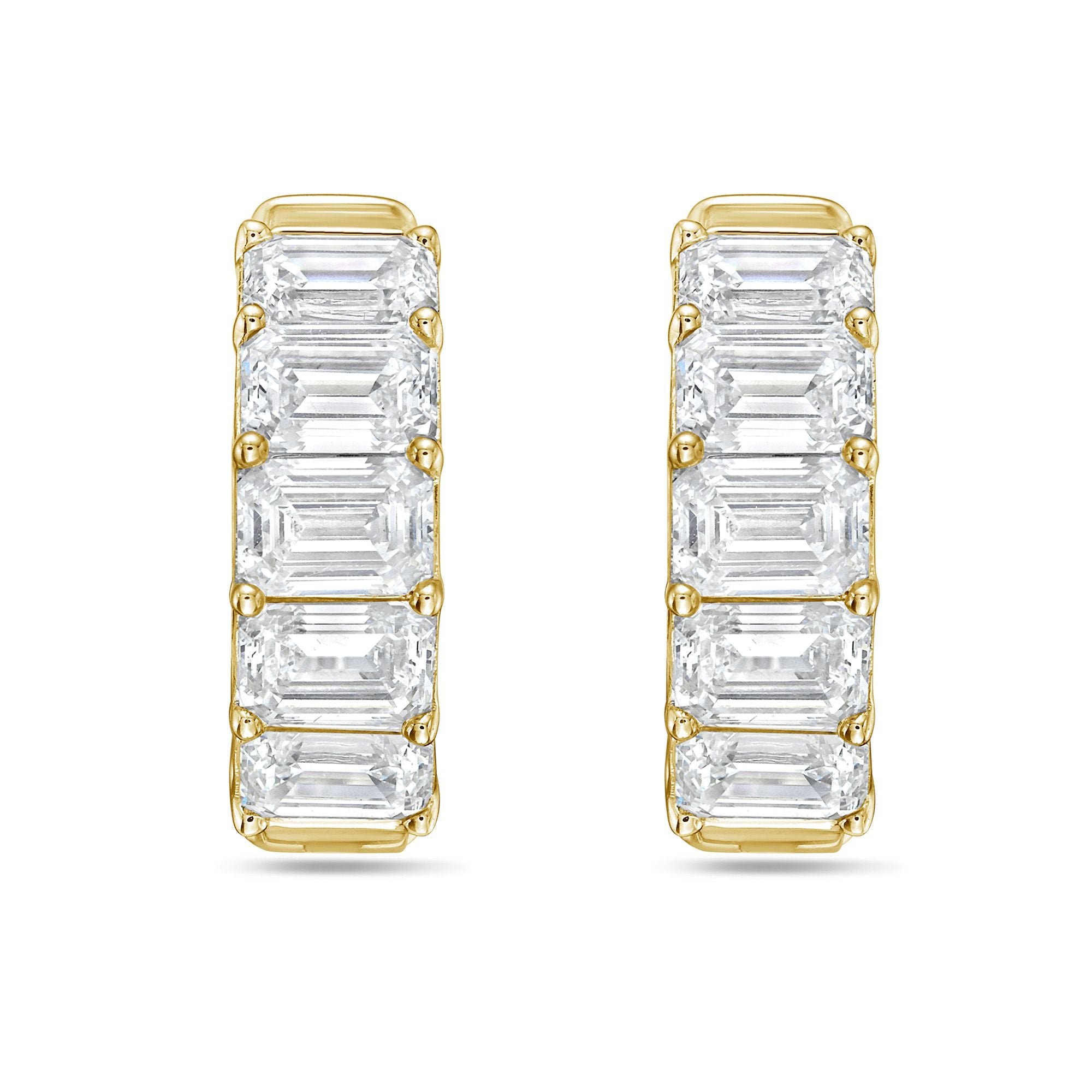 Lab Grown Emerald Diamond Hoop Earrings - 0.50"