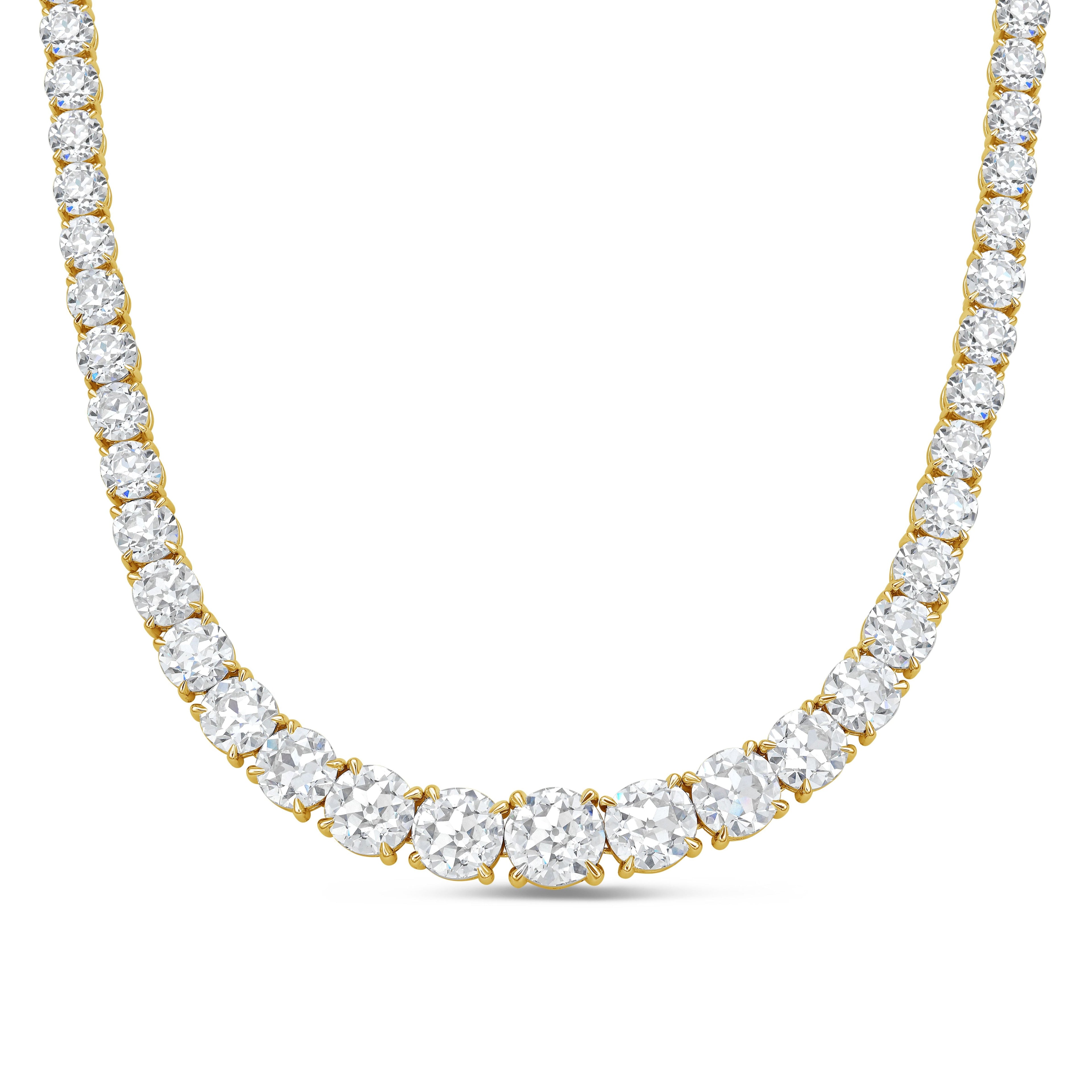 110 Cts Custom Cut Lab Diamond Riviera Tennis Necklace