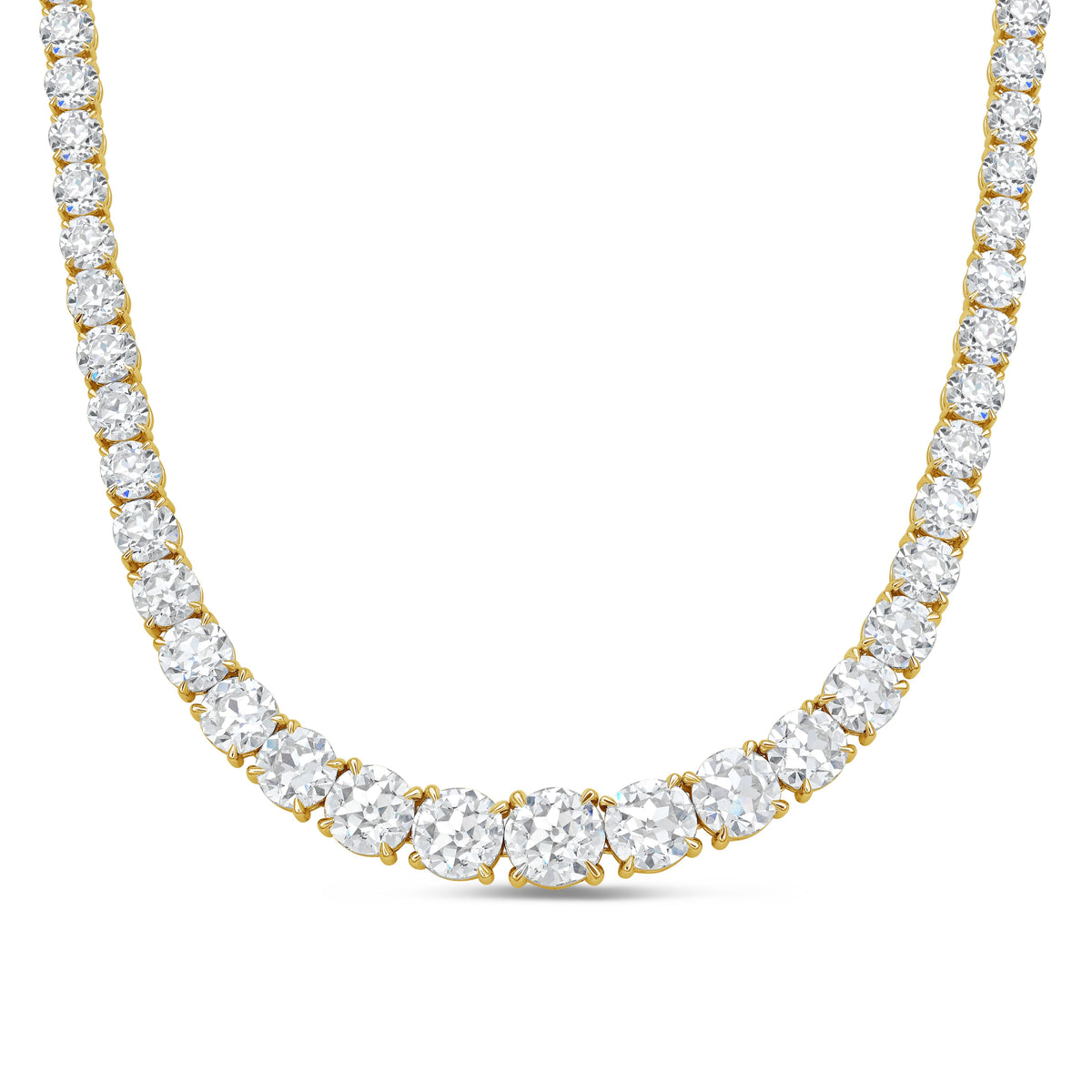 110 Cts Custom Cut Lab Diamond Riviera Tennis Necklace