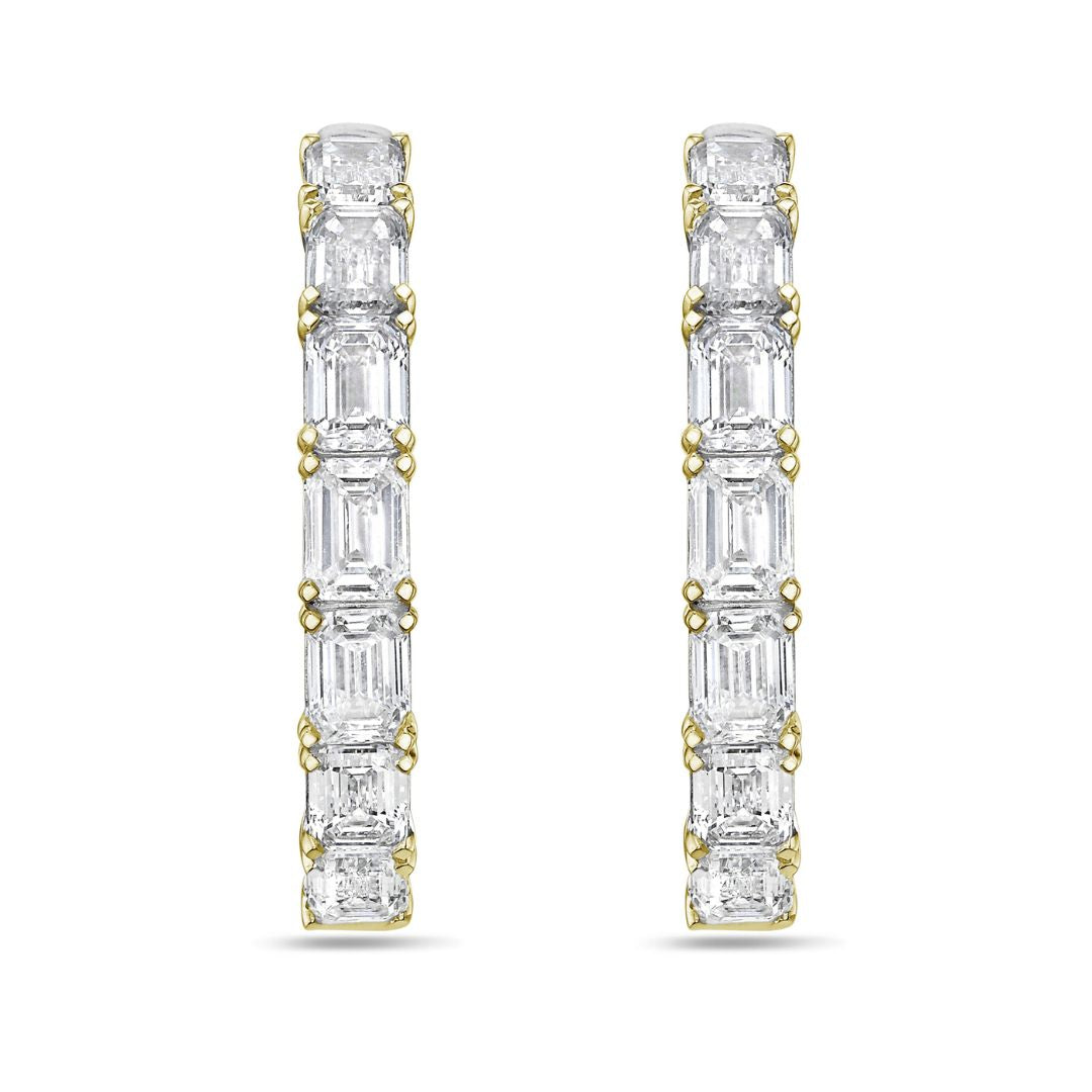 Lab Grown Emerald Diamond Hoop Earrings - 1.00"