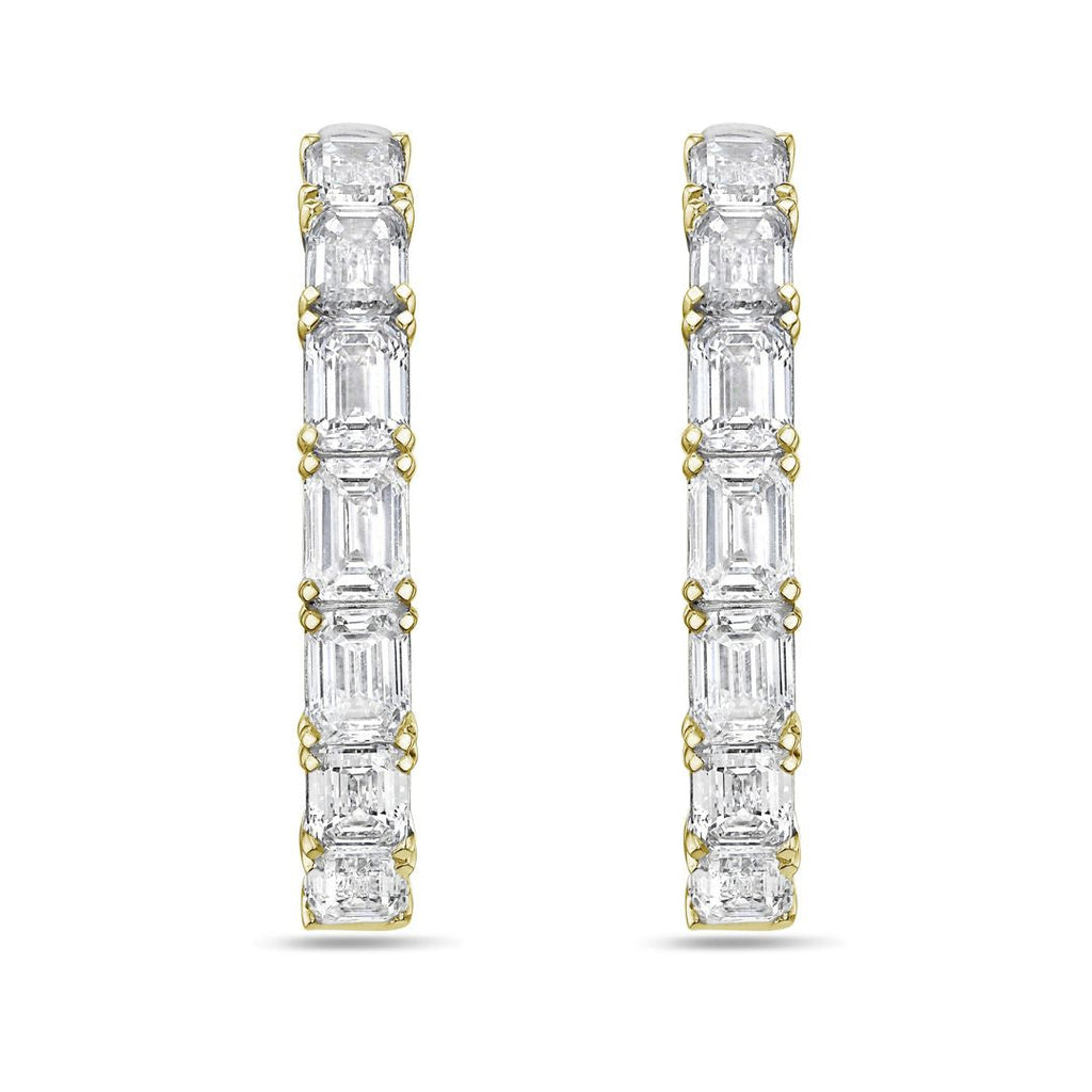 Lab Grown Emerald Diamond Hoop Earrings - 1.00"