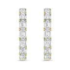 Lab Grown Emerald Diamond Hoop Earrings - 1.00"