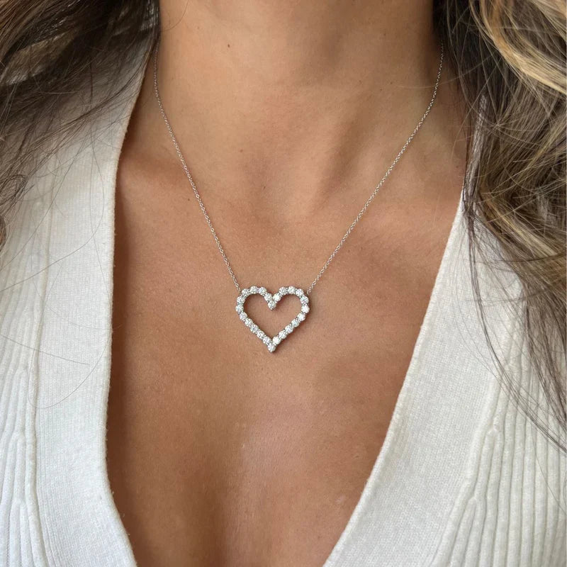 Lab Grown Open Heart Diamond Pendant
