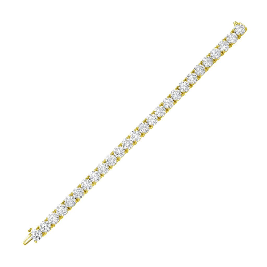 Lab-Grown Round Diamond Tennis Bracelet, 4-Prong, 14K Gold