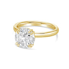 Lab-Grown Round Split Claw Engagement Ring, 18K Gold