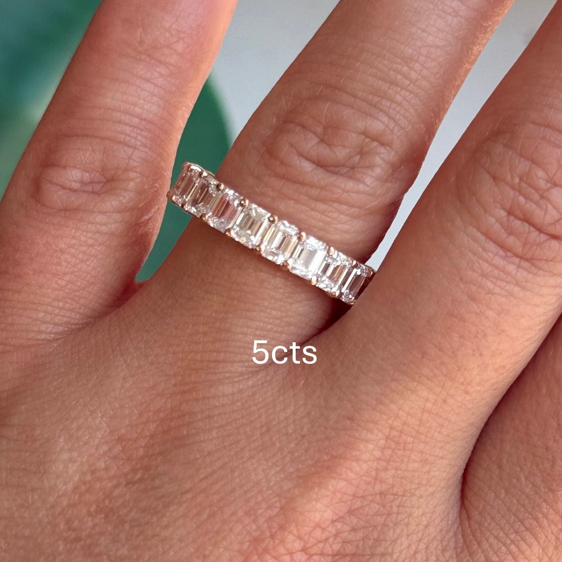 Lab Grown Emerald Cut Diamond Eternity Band