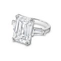 Lab-Grown Emerald-Cut Three-Stone Engagement Ring with Baguettes