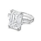 Lab-Grown Emerald-Cut Three-Stone Engagement Ring with Baguettes