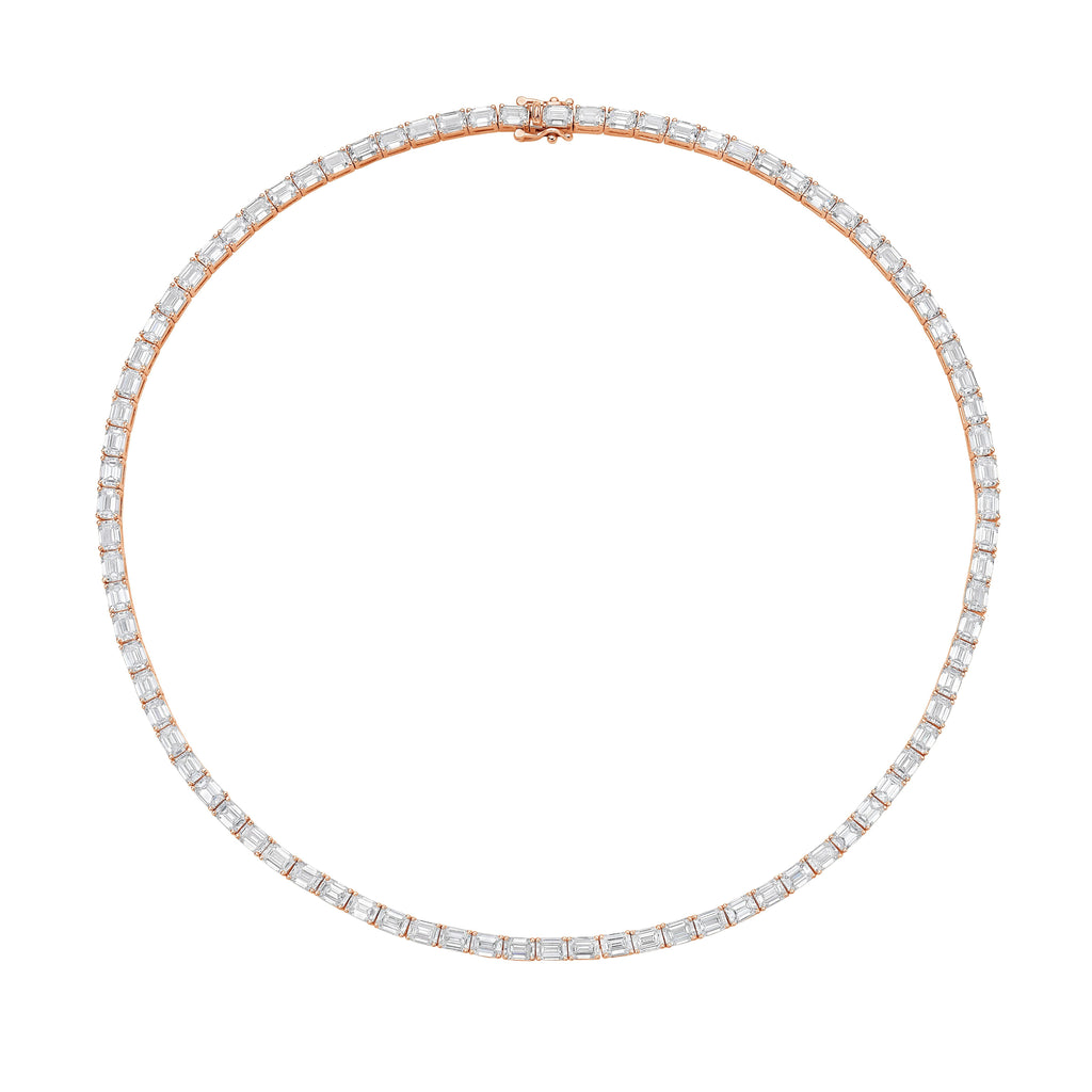 Lab Grown Emerald Cut East West Tennis Necklace