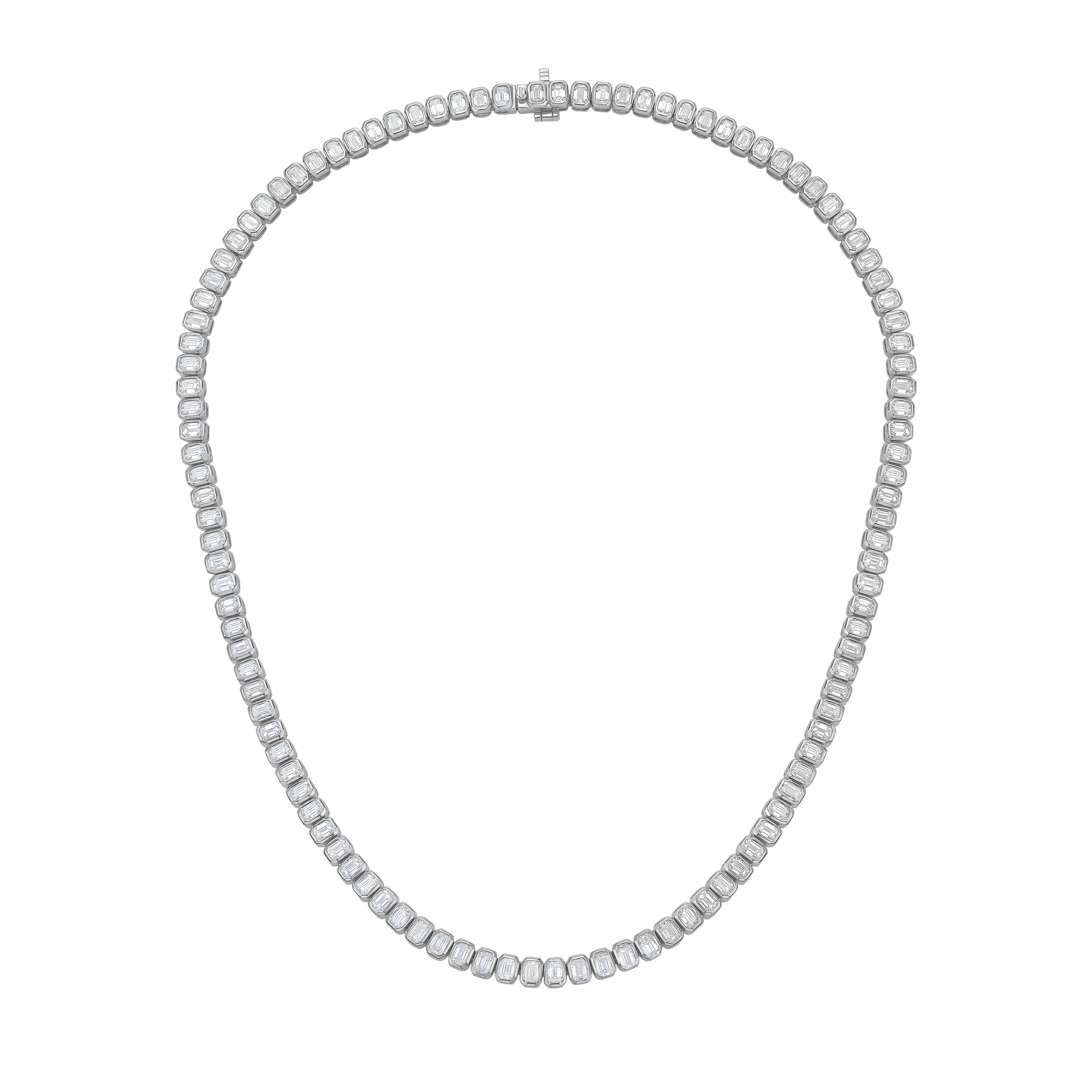 Lab Grown Emerald Bezel Tennis Necklace