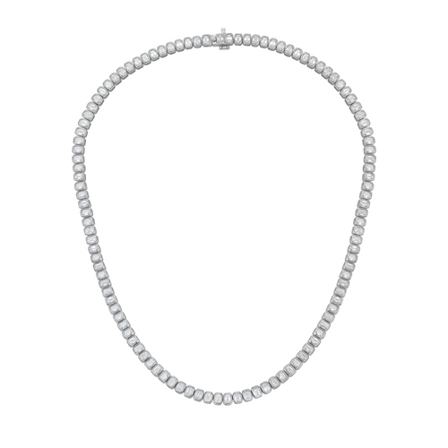 Lab Grown Emerald Bezel Tennis Necklace