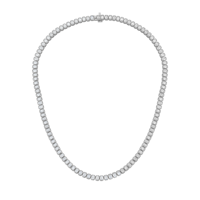 Lab Grown Emerald Bezel Tennis Necklace