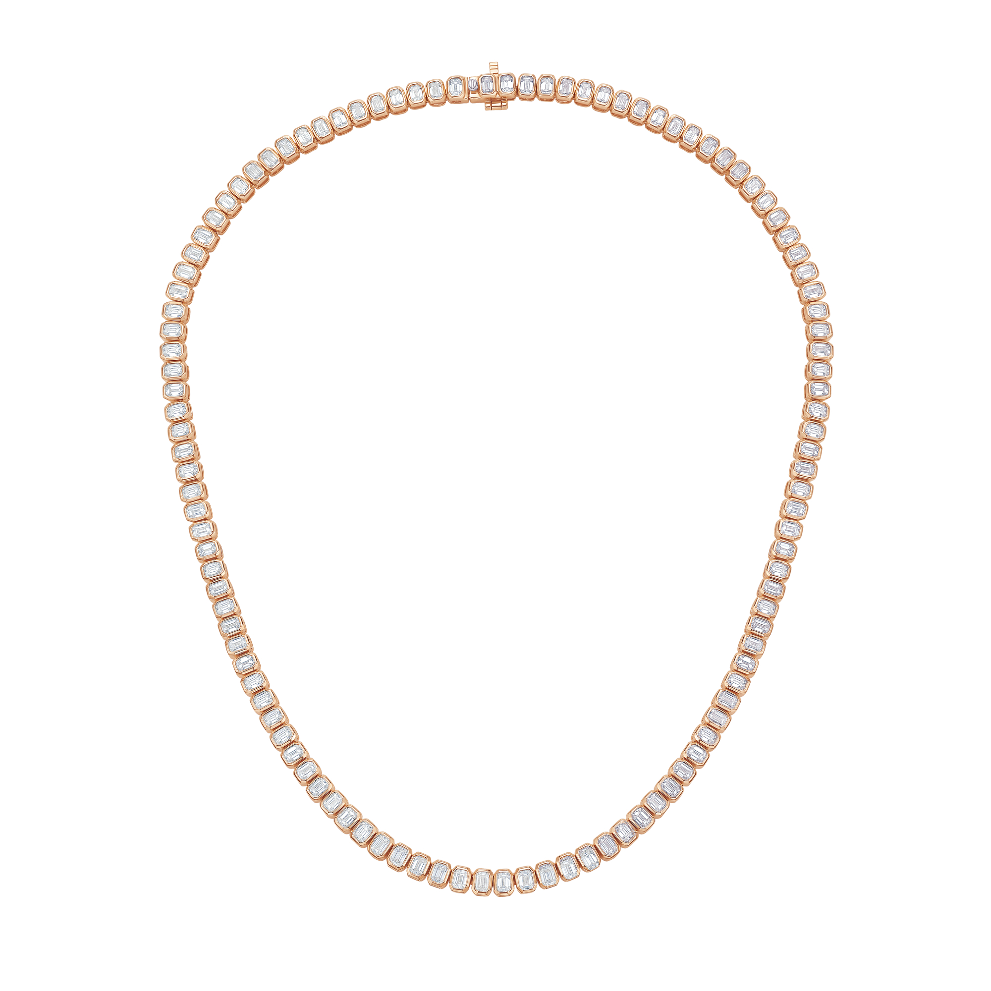Lab Grown Emerald Bezel Tennis Necklace