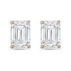 Lab-Grown Emerald Cut Diamond Studs, 14K Gold