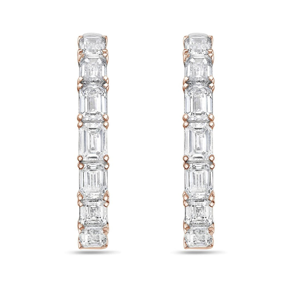 Lab Grown Emerald Diamond Hoop Earrings - 1.00"