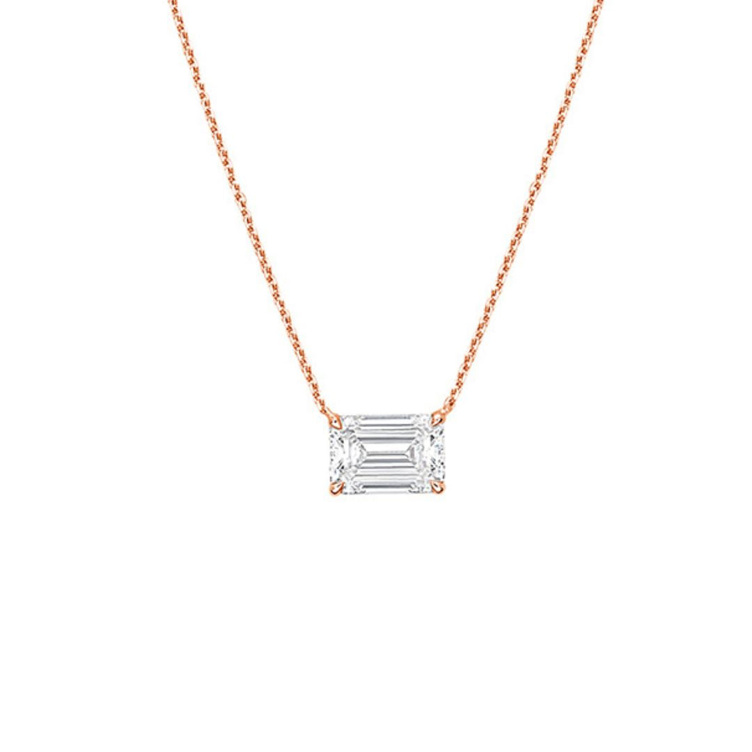 Lab Grown Diamond East-West Emerald Diamond Pendant