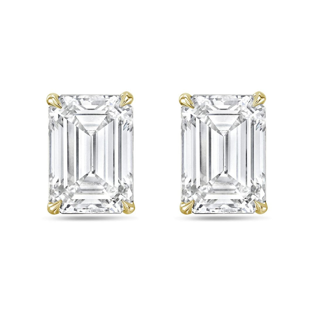 Lab-Grown Emerald Cut Diamond Studs, 14K Gold