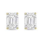 Lab-Grown Emerald Cut Diamond Studs, 14K Gold