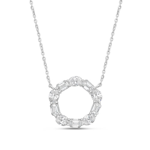 Lab Grown Oval and Emerald Diamond Circle Pendant