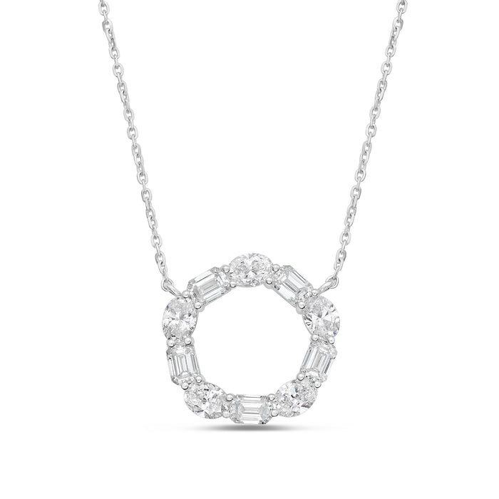 Lab Grown Oval and Emerald Diamond Circle Pendant