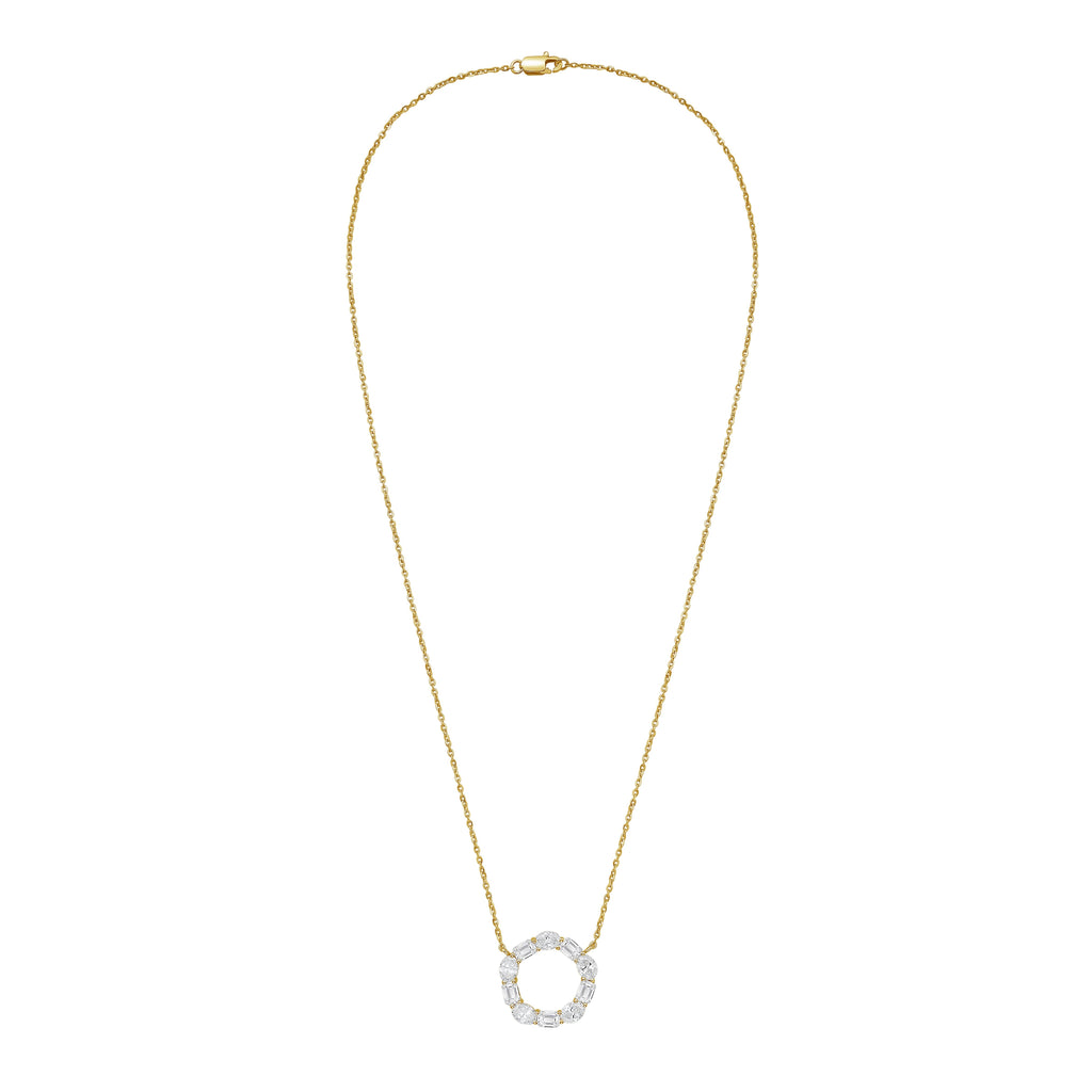 Lab Grown Oval and Emerald Diamond Circle Pendant