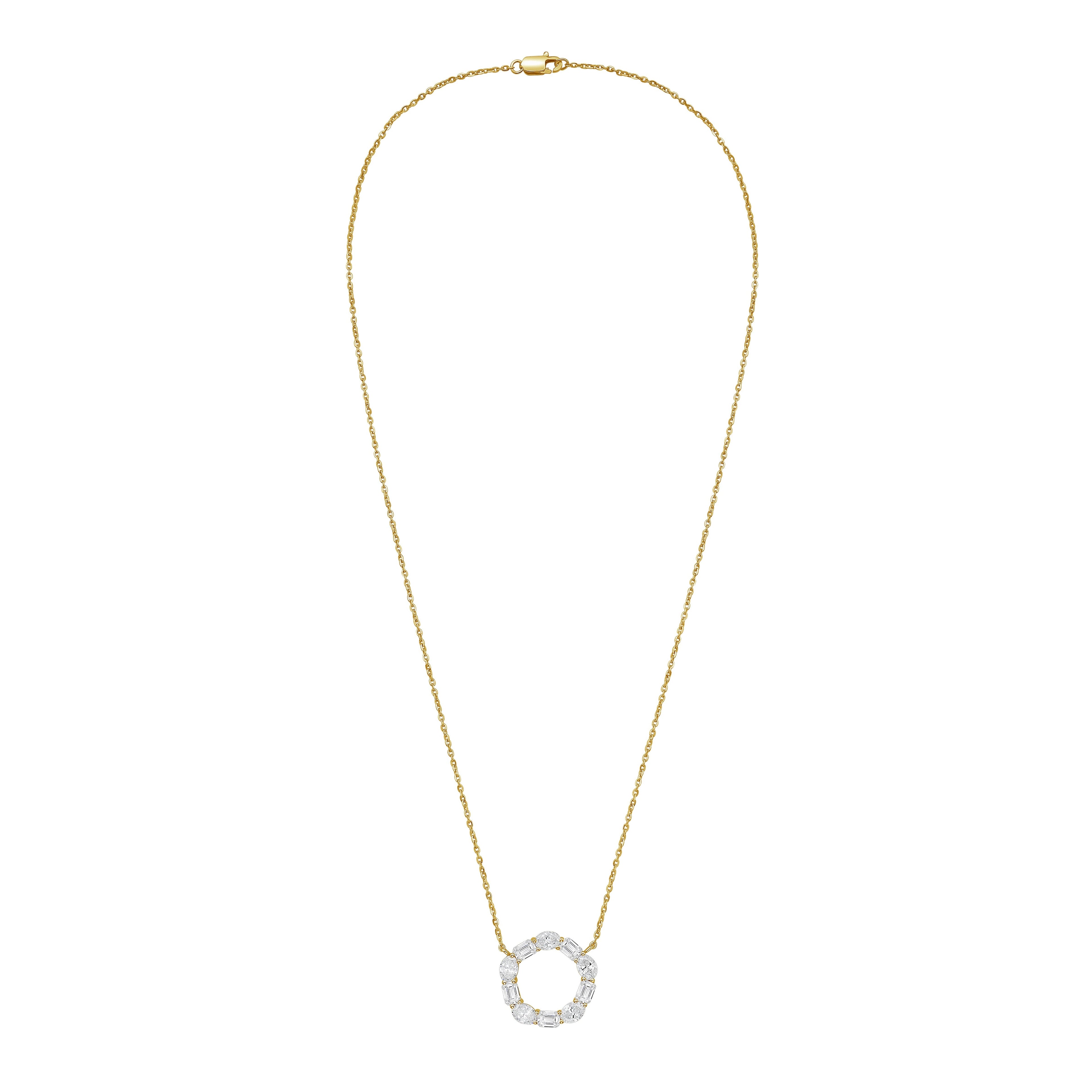 Lab Grown Oval and Emerald Diamond Circle Pendant