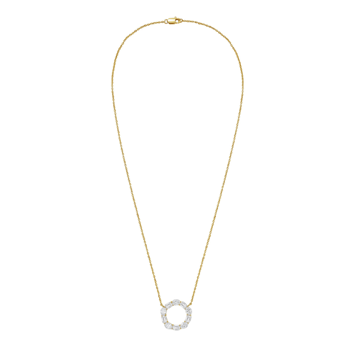 Lab Grown Oval and Emerald Diamond Circle Pendant