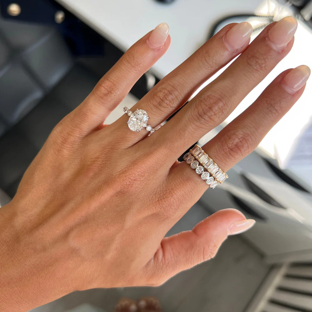Lab Grown Emerald Cut Diamond Eternity Band