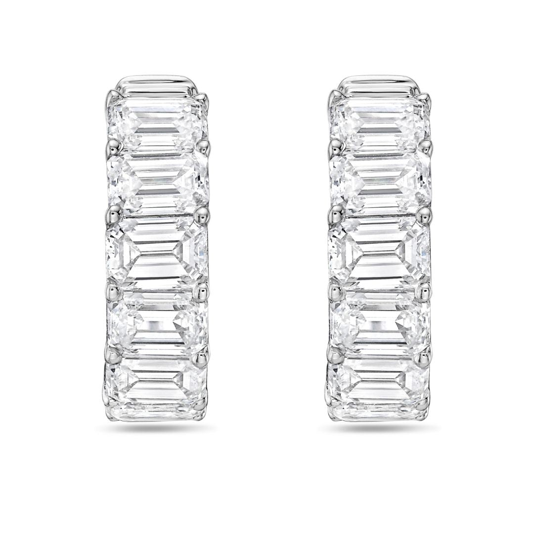 Lab Grown Emerald Diamond Hoop Earrings - 0.75"