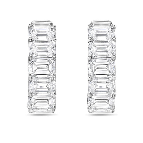 Lab Grown Emerald Diamond Hoop Earrings - 0.75"