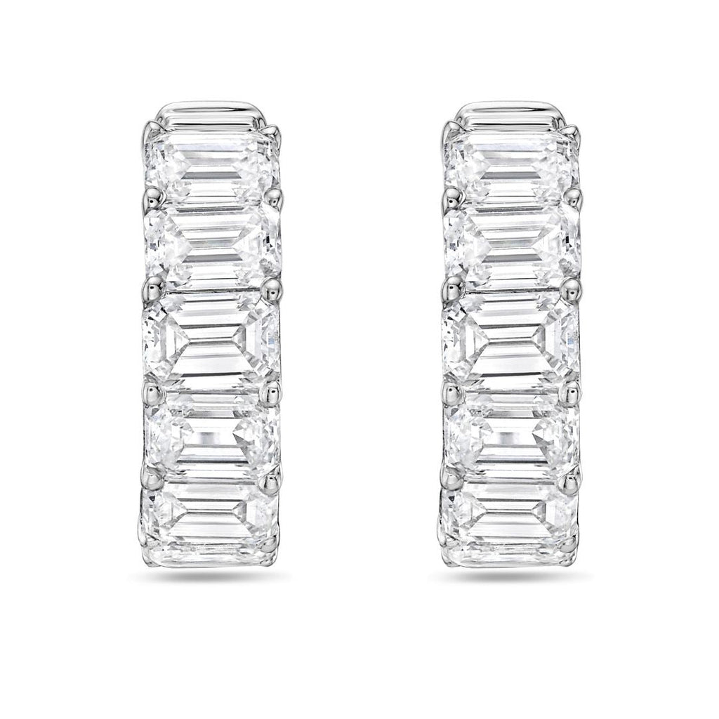 Lab Grown Emerald Diamond Hoop Earrings - 0.75"