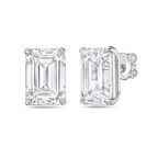 Lab-Grown Emerald Cut Diamond Studs, 14K Gold